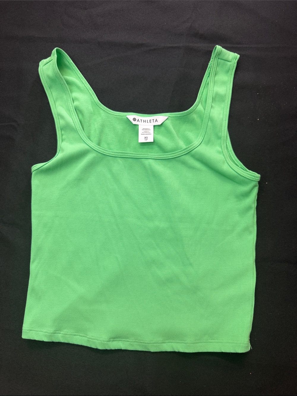 Athleta Bright Green Ribbed Scoop Tank